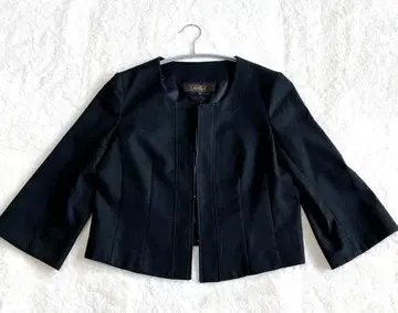 리플렉트 트위드 노카라 자켓 7부 소매 11호 블랙 일본제 월드