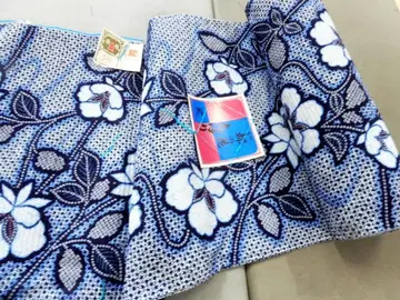 목화 시보리 염색풍 유카타 옷감 무궁화 꽃