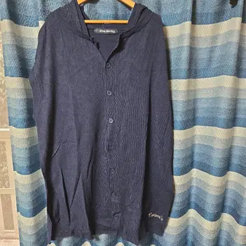 Dstore 후드 부착 니트 베스트 네이비