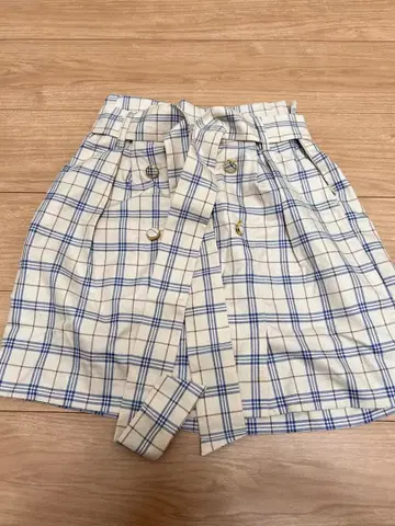 체크 무늬 미니 스커트 아이보리/네이비