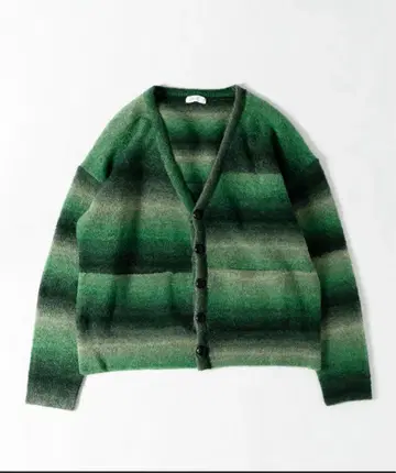 그린 계열 스트라이프 가디건