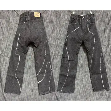 W.W.G 와이드 블랙 데님 YKK 청바지 블랙