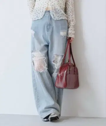 레이스 데님 팬츠 kastane