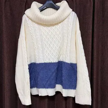 mystic 터틀넥 스웨터 아이보리 네이비