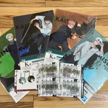 주술회전 제일복권 클리어 파일 캔뱃지 세트 로고 아크릴 스탠드 고죠