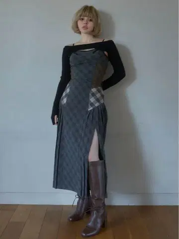 Andmary 엠마 체크 세트 업 / GRAY M 사이즈