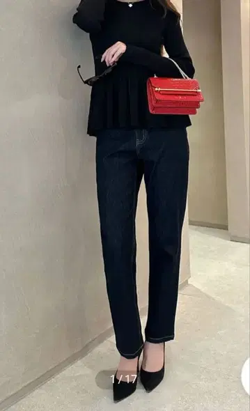 고베 레터스 슬림 스트레이트 팬츠 XS 인디고