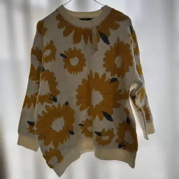 해바라기 무늬 긴팔 니트 스웨터