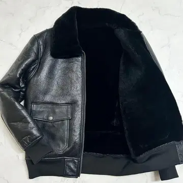 플라이트 자켓 G-1 타입 블랙 무스탕 옷깃 램 가죽 S (XL 상당)