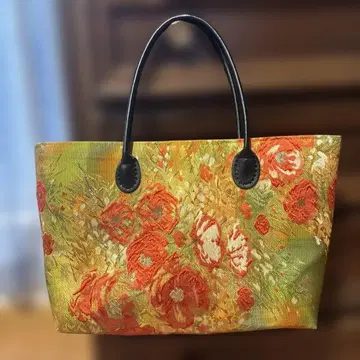 꽃무늬 토트백 오렌지 그린
