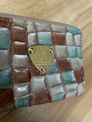 ATAO 왈츠 아드리아 에메랄드 타일 무늬 3단 폴더형 지갑