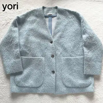 yori 요리 울 모헤어 샤기 코트 아우터 노카라