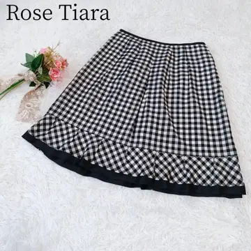 [ 로즈 티아라 ] [ XL ] 무릎 기장 스커트 체크 플레어