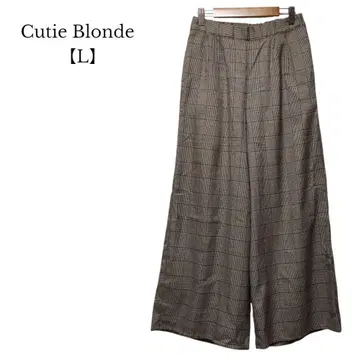 [ 큐티 블론드 ] 와이드 팬츠 체크 무늬 올 패턴 L 사이즈