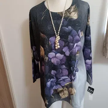 미사용 새상품 레오나르풍 튜닉 플라워 프린트 긴팔 튜닉 2L까지 OK