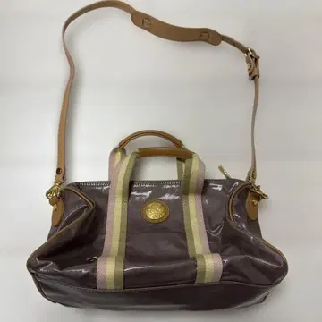 오로비안코 브라운 스트라이프 숄더백