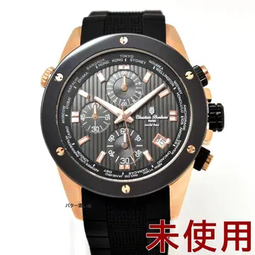미사용 크로노그래프 손목시계 남성용 블랙 x 로즈 골드 월드 타임