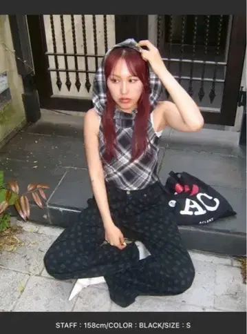 ACLENT 로고 프린트 와이드 스트레이트 팬츠 S 블랙