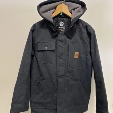 SESSIONS 남성용 다크 그레이 후드 부착 자켓 S-M size