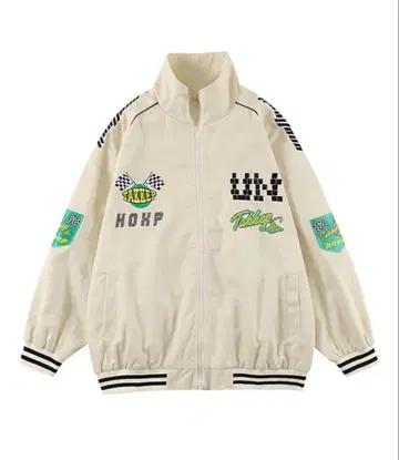 [ HOOK ] 아메카지 와펜 자수 레이싱 블루종 자켓