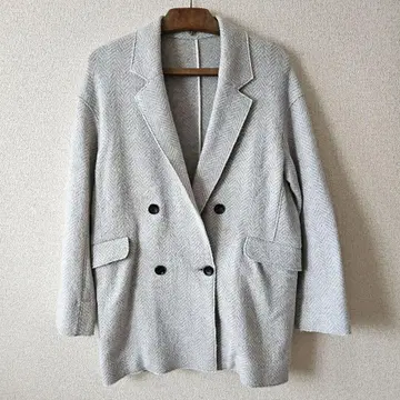 MACPHEE 맥피 헤링본 무늬 울 코트 더블 버튼