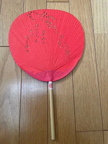 나라 부채 꽃 무늬 빨간색