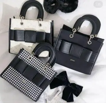 pium 프론트 리본 미니 토트백 믹스