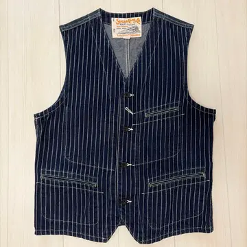 SUGAR CANE 워배시 스트라이프 데님 베스트 40