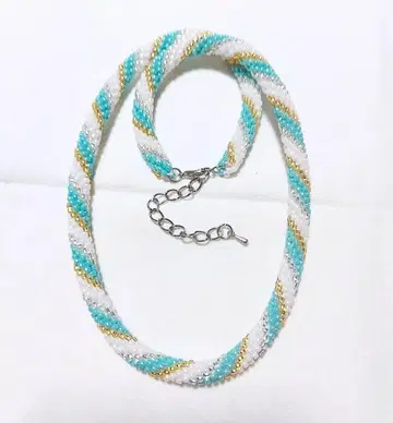 터키 블루와 화이트의 나선형 (스파이럴) 목걸이 42cm