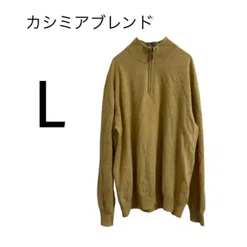 캐시미어 블렌드 하프 지퍼 머스타드 컬러 옐로우 컬러 니트