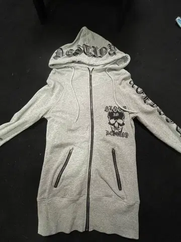 그런지 스컬 프린트 풀 지퍼 후디