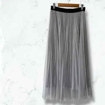 2538 레미 스 롱 샤샤 스커트 그레이 38 플리츠 허리밴딩