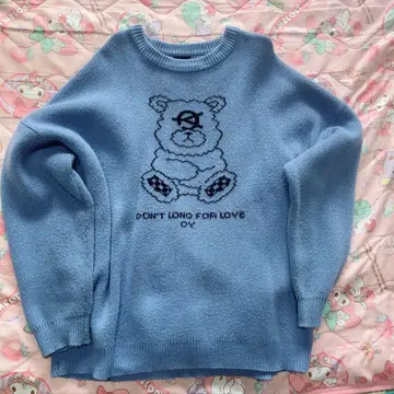 OY 곰 니트 스웨터 블루