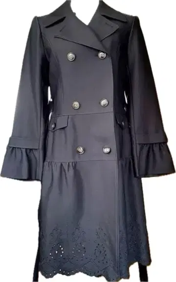 블랙 더블 브레스트 트렌치코트