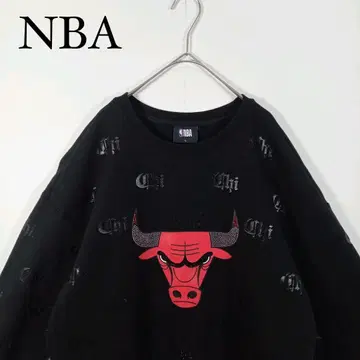 NBA 시카고 불스 맨투맨 블랙 트레이닝복 L 로고 프린트