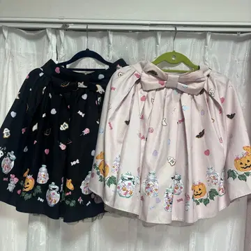 앙크루즈 할로윈 스커트 블랙 핑크