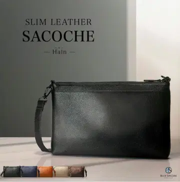 [ BLUE SINCERE ] 슬림 가죽 사코슈 블랙
