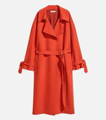 H&M 트렌치코트 오렌지 롱 코트
