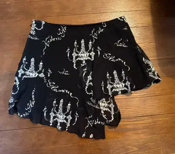 Hysterie 스컬 샹들리에 패턴 플레어 스커트 M