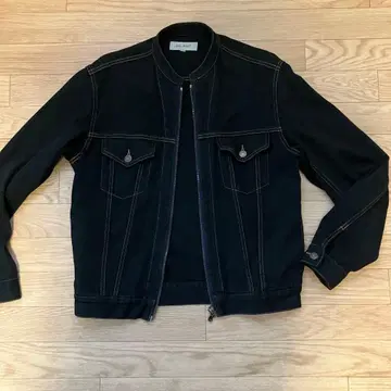 VAINL ARCHIVE 노카라 데님 재킷 블랙 염색 싱글 라이더