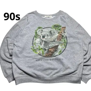 90s 애니멀 프린트 SAVE THE WILD LIFE 코알라 맨투맨