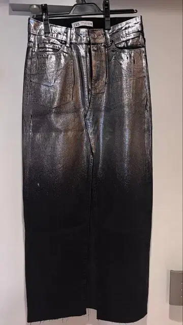 ZARA 실버 그라데이션 데님 롱 스커트 사이즈 xs