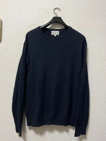 B&Y 유나이티드 애로우즈 코튼 x 캐시미어 와플 스웨터 /L 네이비