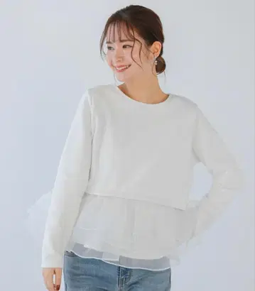 fitmore 오간자 프릴 레이어드 맨투맨