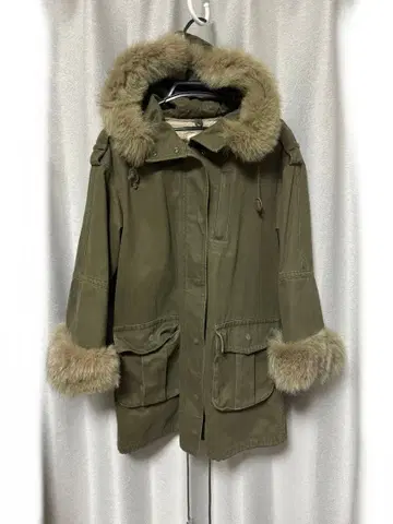 [ 아나텔리어 ] 올리브 색상 모즈 코트 후드 부착