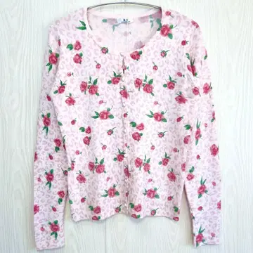 Y2K 공주 갸루 헤이세이 당시 물건 장미 핑크 레오파드 가디건