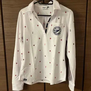 FILA 화이트 긴팔 피케 셔츠