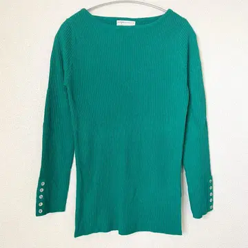 antique 안티카 니트 리브 스웨터 M 그린 긴팔