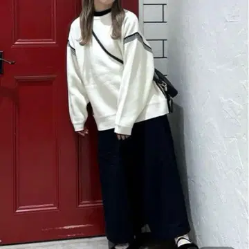 니코앤드 사이드 크로셰 니트 풀오버 아이보리