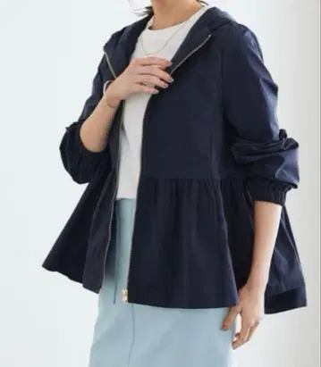 Pierrot 네이비 후드 부착 헴 플레어 후디 블루종 카코사마 L